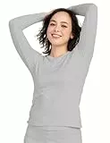 LAPASA Damen Innenfleece Thermo Unterhemd, Thermounterwäsche Oberteil Funktionsunterwäsche, L15 Hellgrau meliert (1 Pack), S