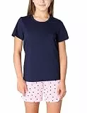Merry Style Damen Schlafanzug Zweiteiler Pyjama lang bunt mit Muster MS10-268 (Marine/Rosa/Punkte, 164)