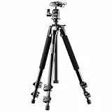 Mantona Basic Scout Stativ - 90 x 90 x 615 mm/max. Traglast 5 kg - aus Aluminium - mit Kugelkopf, Wasserwaage, umkehrbarer Mittelsäule - Reisestativ Travelstativ passend für Kameras
