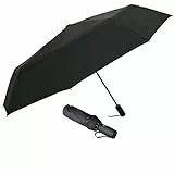 AMVUZ Regenschirm Sturmfest Reise Winddichte Auf-Zu-Automatik Taschenschirm,210T Teflon-Beschichtung Schirm (Schwarz Doppelt)
