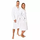 Lavea Mexico - Luxuriöser Bademantel mit Kapuze, 100% Baumwolle, Weich & Saugstark - Ideal für Spa & Zuhause, Unisex Design,Größe S, Weiß