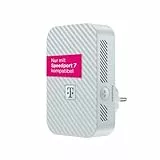Telekom Speedport 7 Repeater – nur kompatibel mit Speedport 7 Router I Wi-Fi 7 fähiger WLAN-Verstärker I 6.400 Mbit/s, Mesh-Technologie I Ideal für TV in UHD & 4K I Plug & Play per WPS, LAN-Anschluss