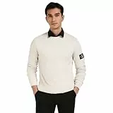 Calvin Klein Herren Langarmshirt Badge Waffle Baumwolle, Beige (Moonbeam), XS