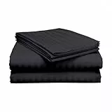 HUNTER BEDDING Bettlaken – extra weich – einfache Passform – 4-teiliges Set – Fadenzahl 600, knitterfrei – 32 cm Tiefe Tasche – dunkelgraue Streifen, Doppelbettgröße