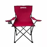 24MOVE® Faltstuhl rot Campingstuhl Anglerstuhl mit Getränkehalter - Anglersessel klappbar - Klappstuhl Gartenstuhl Faltstuhl Relaxsessel Campingsessel faltbar, Polyester, für draußen oder drinnen