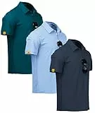 ZITY 3er Pack Poloshirt Herren Kurzarm Schnelltrocknend Atmungsaktives Tshirt Männer Sommer Polohemd Casual Sport Shirt Regular Fit Golf Poloshirts(L Dunkelblau TüRkis Mondblau)