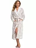 RONGTAI Plüsch-Fleece-Bademantel für Damen, langer Bademantel mit zwei Seitentaschen und Gürtel, warm und gemütlich, flauschige Nachtwäsche, Nachthemd, Fleece, Weiß, XL