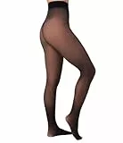 Nur Die Warm & Transparent 50 DEN gefütterte Fein-Strumpfhose beige durchscheinend Komfortbund blickdicht Damen, schwarz, M