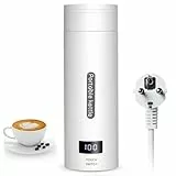 Flintronic Reise Elektrisch Wasserkocher, 380ML Mini Electric Kettle, 220 V/ 300W Thermoskanne, 304 Stainless Steel Liner, Kleiner Tragbarer Elektrischer Wasserkocher mit Automatischer Abschaltung