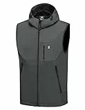 Little Donkey Andy Leichte Softshell-Weste mit Kapuze für Herren, winddichte ärmellose Jacke für Wanderungen Grau XL