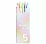 KACO Soft Touch einziehbare Gelschreiber Schriftzug-Stiftsatz 0,5 mm feine Spitze (Macaron Farben 5er Pack farbige Tinte)