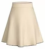 Damen Rock Kurzer Rock mit Gummizug und Hoher Taille Rock Damen Knielang Aprikose S
