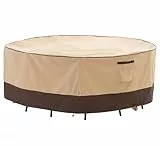 F&J Outdoors Abdeckung für Terrassenmöbel, rund, wasserdicht, umweltfreundlich, UV-beständig, lichtbeständig, für mittelgroße und kleine Esstische, 183 cm Durchmesser x 69 cm Höhe