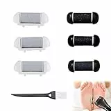 Ersatzrollenköpfe mit 1 Reinigungsbürste, Schwarz oder Weiß, Micro-Pedi-Ersatzrollen für Hornhautentfernung, kompatibel mit IWEEL ShoRan Essy usw. Fußfeile