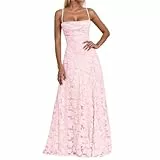 Duohropke Trägerkleid Damen Jacquard Ballkleid Elegantes Kleid Schultergurt Maxikleid Spaghettiträgern A Linie Abendkleider Lang Partykleid Bodenlanges Quadratischer Ausschnitt Bleistiftkleid