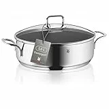 WMF Schmorpfanne 28 cm hoher Rand, Bräter Induktion, Schmortopf mit Deckel 5,0l, Pfanne Induktion, Cromargan Edelstahl beschichtet, backofengeeignet, antihaftbeschichtet, hoher Rand