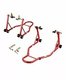 VEVOR Motorrad-Ständerlift (385 kg belastbar) vorne und hinten Doppelgabelständer, hinterer U+L-Gabel-Schwingarm-Spulenständer, für die meisten Motorräder von Yamaha Honda Kawasaki Suzuki, rot