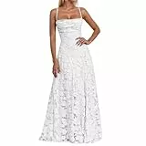 Duohropke Trägerkleid Damen Jacquard Ballkleid Elegantes Kleid Schultergurt Maxikleid Spaghettiträgern A Linie Abendkleider Lang Partykleid Bodenlanges Quadratischer Ausschnitt Bleistiftkleid