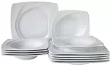 CreaTable, Serie Celebration, Geschirrset aus Porzellan, spülmaschinen- und mikrowellengeeignet, Made in Europe (Weiss, Tafelservice 12 teilig)