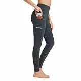 BAYGE Damen Sport Leggings Winter Hohe Taille Fleece Gefüttert Wasserdicht Blickdicht Bauchkontrolle Slim Fit Yogahose Sporthose Sweathose Fitnesshose mit Taschen, Grau, L