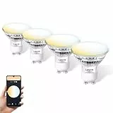 Lepro GU10 Smart Lampe, Wlan Alexa Glühbirnen, Wifi LED Leuchtmittel, 4 Pack (4.5W = 50W, Dimmbare Weiß 2700K-6500K per App oder Sprache), Kompatibel mit Alexa Echo, Google Home