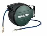 metabo Schlauchaufroller SA 210-8 m Hybrid-Schlauch, 1/4″ Universal-Schnellkupplung, 10 bar Druck - Automatisches Arretieren & Aufrollen, Wand- und Deckenhalter, robuster Druckluft-Schlauchaufroller