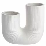BUTLERS Vase Tube Steinzeug Weiß Höhe 23cm - Dekovase für Tischdeko, Blumenvase für Regal - Dekoration Fensterbank Deko Wohnzimmer