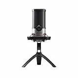CHERRY UM 6.0 Advanced, USB-Mikrofon für Streaming, Podcast, Home-Office, Shock Mount, Touch Mute, 2 Richtcharakteristiken, kompatibel mit PC/Mac/PS4/PS5, schwarz-Silber