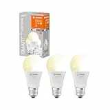 LEDVANCE Smarte LED-Lampe mit WiFi Technologie, Sockel E27, Dimmbar, Warmweiß (2700 K), ersetzt Glühlampen mit 60 W, SMART+ WiFi Classic Dimmable, 3er-Pack