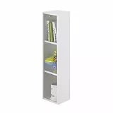 trendteam smart living - Olivia - Kommode - Weiß - Regal mit 3 offenen Fächern - (BxHxT) 25 x 93 x 32 cm - Bücherleiste, Bücherregal