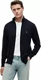 Tommy Hilfiger Herren Pullover mit Reißverschluss Essential Cotton Zip Thru Stehkragen, Blau (Navy Blue), L