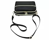 YANAIER Damen Umhängetasche Klein Mini Bag Sling Tasche Handtasche Frauen Mädchen Tasche mit Vielen Praktischen Taschen Nylon Schultertasche Schwarz