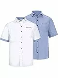 Jan Vanderstorm Herren Doppelpack Hemd Evin Kurzarmhemd | Reine Baumwolle | Größe L - 7XL blau, 3XL (XXXL) - 47/48