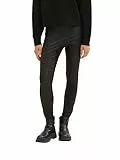 TOM TAILOR Denim Damen 1038224 Coated Leggings mit Ziernaht, 14482-deep Black, XXL