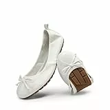 DREAM PAIRS Damen Ballerinas Faltbare runder Zehenpartie Schuhe weiche Slip-on Flachschuhe mit Schleife für Festliche Anlässe,Size 41,Weiss,SDFA2409W