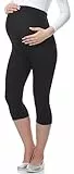Be Mammy 3/4 Umstandsleggings aus Viskose BE-03 (Schwarz, M)