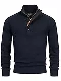 Indicode Herren INIsalu Pullover aus 70% Baumwolle mit Stehkragen | Strickpullover für Männer Navy, L