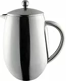 Café Olé Doppelwandiger, Bauchiger Kaffeebereiter aus hochwertigem Edelstahl 18/10 – Satiniert, 8 Mokkatassen, 1000ML, 1L