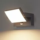Klighten 35W Außenwandleuchte Außenlampe mit Bewegungsmelder, IP65 Schwenkbar Wandlampe Aussen/Innen, Aussenleuchte für Garten Terrasse Eingang, Anthrazit, 2500 Lumen, Warmweiß 3000K