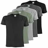 ALPIDEX Herren T-Shirts 5er Set mit V-Ausschnitt Shirts Basic Shirt Baumwolle Kurzarm Einfarbig S M L XL XXL 3XL 4XL 5XL, Größe:XL, Farbe:Storm