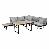 greemotion Gartenmöbel Set San José - Lounge Set aus Aluminium - Gartenlounge-Set mit höhenverstellbarem Tisch - Sitzgruppe inkl. Kissen