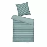 TOM TAILOR Renforcé-Bettwäsche, 80x80 + 135x200 cm, 100% Baumwolle/Renforcé, mit Wendemotiv und farbigem Reißverschluss, MEDIUM STRIPES Türkis (Fresh Sage, Smokey Sage)