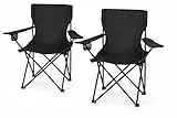 Nexos 2-er Set Angelstuhl Anglerstuhl Faltstuhl Campingstuhl Klappstuhl mit Armlehne und Getränkehalter praktisch robust leicht schwarz