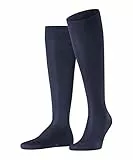 FALKE Herren Kniestrümpfe Tiago M Kh nachhaltige Fil D'Ecosse Baumwolle lang einfarbig 1 Paar, Blau Dark Navy 6375, 43-44