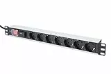 DIGITUS DN-95407 – 19' Steckdosenleiste – 7 Abgriffe – 1HE – Mit Schalter & Überspannungsschutz – 230VAC 50/60Hz – 16A – 3680W – Für 19 Zoll Netzwerk- und Serverschränke