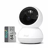 Alaga 3K Überwachungskamera für den Innenbereich,360°,5G und 2.4G WLAN, AI Bewegungserfassung,Nachtsicht,Zwei-Wege-Audio,kompatibel mit Alexa und Google Assistant,Enthält 64G TF-Karte