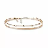 GD GOOD.designs Fußkettchen Rosegold für Damen I Mehrreihige Fußkette - Verstellbar I Schlangenkette Fußschmuck in Rose I Wasserfest