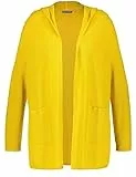 Samoon Damen Offener Long-Cardigan mit Kapuze Langarm unifarben Light Sun 44