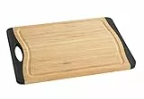 WENKO Schneidebrett Bambus Anti-Rutsch M+ - Küchenbrett, Schneidbrett mit Saftrille und Griff, klingenschonend, Bambus, 33 x 1.5 x 23 cm, Braun