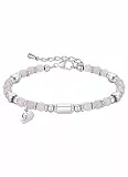 HAYOUWAY Charm Armband mit Buchstaben Geschenke für Frauen Teenager Mädchen Freundin, Naturstein Perlenarmband Damen mit Herz Anhänger Anfangsbuchstaben Armbänder (G)